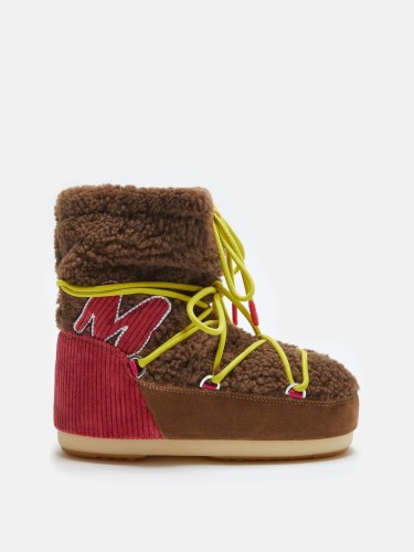 Śniegowce Damskie Moon Boot Light M Patch Shearling Brow-Red
