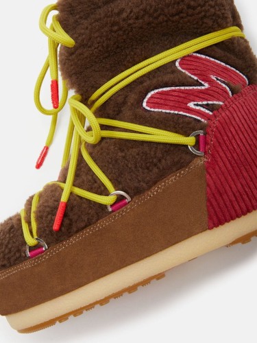 Moon Boot Light M Patch Shearling Brow-Red