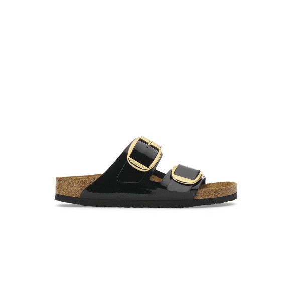 Klapki Damskie Birkenstock Arizona Big Buckle Patent Black Gold