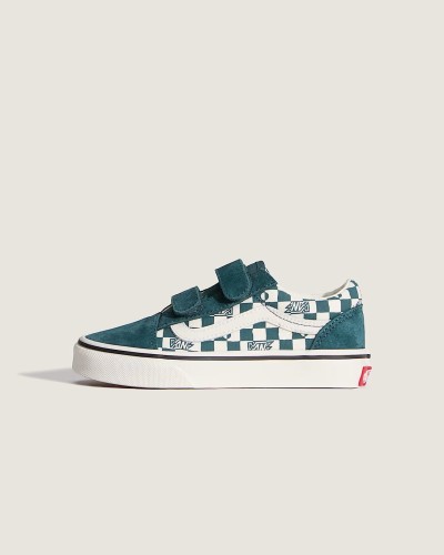 buty-dzieciece-vans-old-skool-v-geo-check-mystic-moss-bok