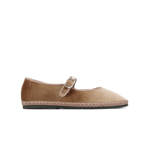 baleriny-damskie-z-weluru-nokwol-mel-oat-velvet-profil-bok