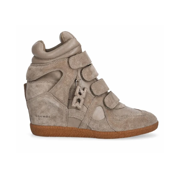 Buty Damskie na koturnie Nokwol Eden Taupe Leather Suede