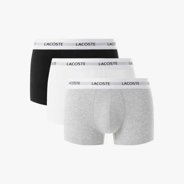 Bokserki Męskie Lacoste 3-Pack Cotton Black White Grey
