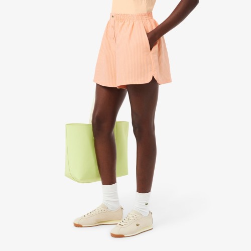 lniane-spodenki-damskie-lacoste-oversized-linen-blend-orange-profil