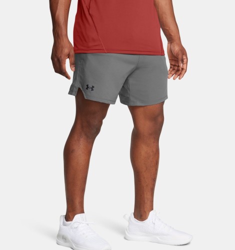szare-treningowe-spodenki-meskie-under-armour-vanish-woven-6in-przod