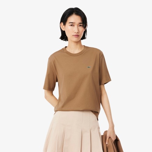 koszulka-damska-lacoste-soft-cotton-brown-przod