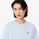niebieska-koszulka-damska-lacoste-soft-cotton-bleu-okragly-dekolt
