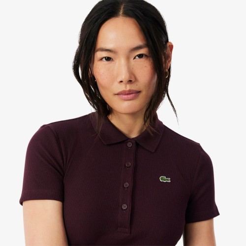 damska-koszulka-polo-lacoste-l.12.d-ribbed-marron-brazowa-kolnierzyk