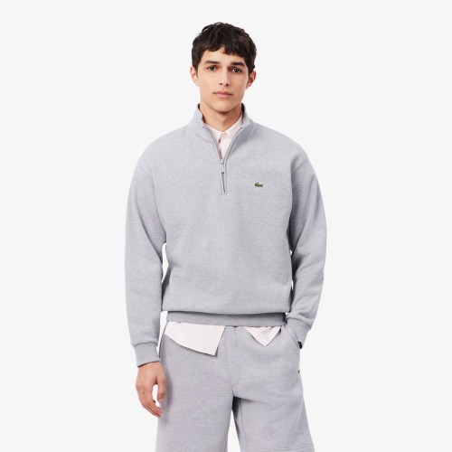 bluza-meska-lacoste-fleece-zip-neck-grey-przod