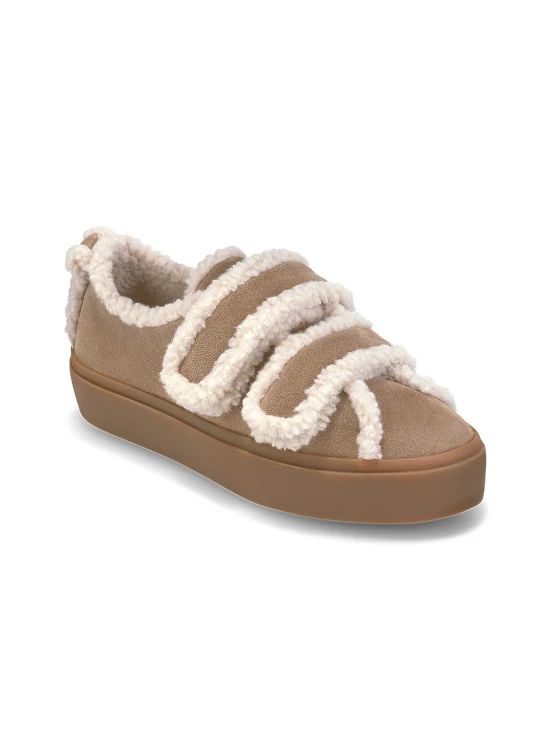 buty-damskie-inuikii-shearling-low-velcro-light-beige-widok-z-przodu
