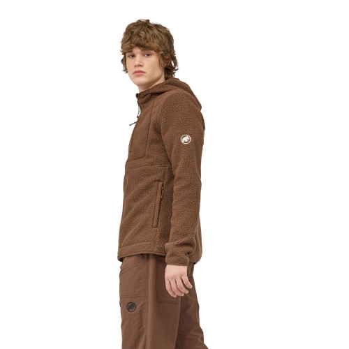 brazowy-polar-meski-mammut-falera-pro-ml-hooded-men-profil-bokiem
