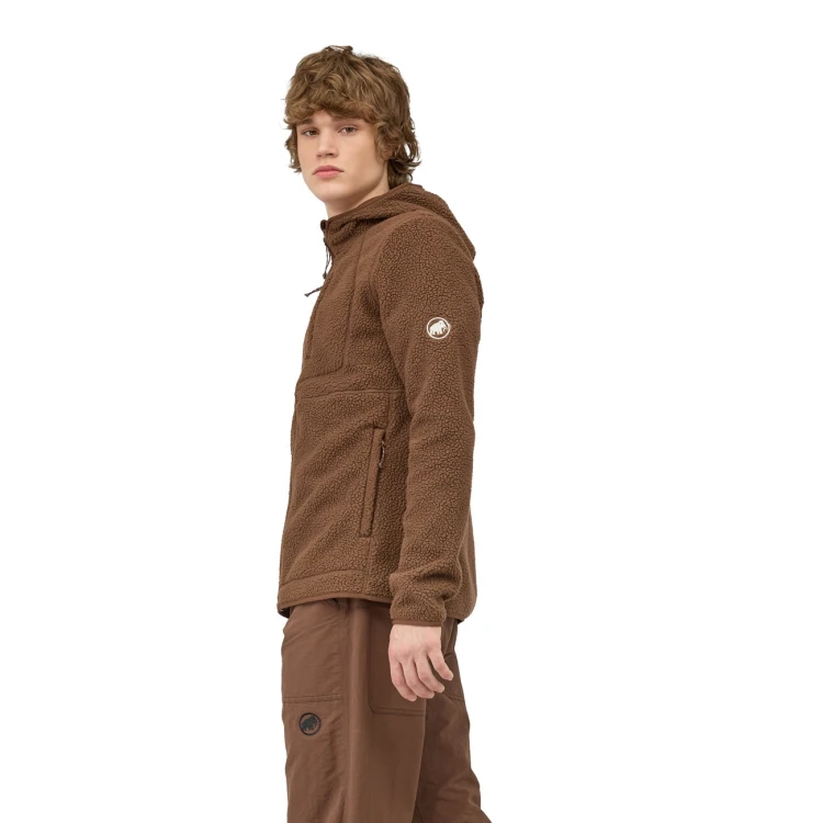 brazowy-polar-meski-mammut-falera-pro-ml-hooded-men-profil-bokiem