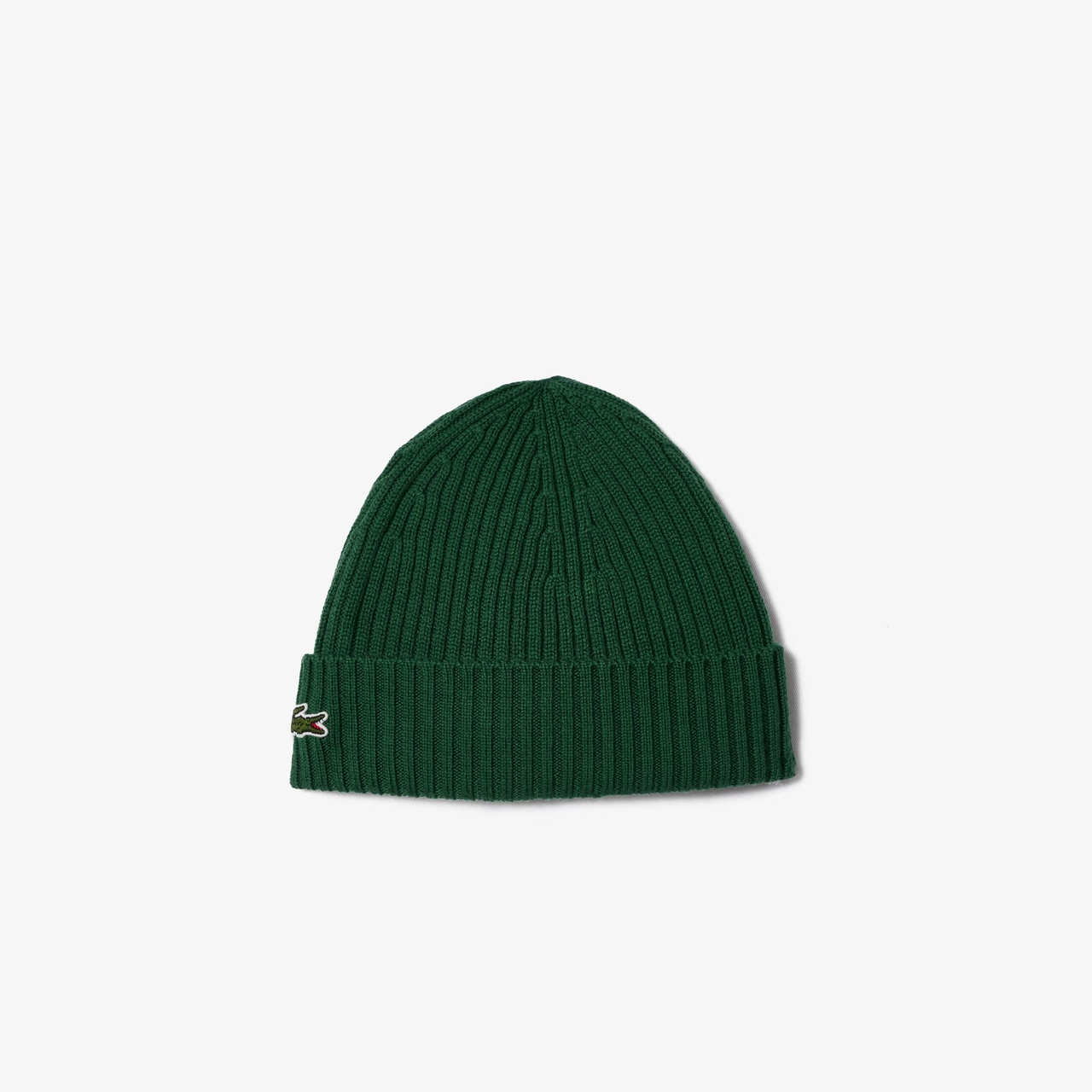 Zielona Czapka Lacoste Rib Knit Wool Beanie