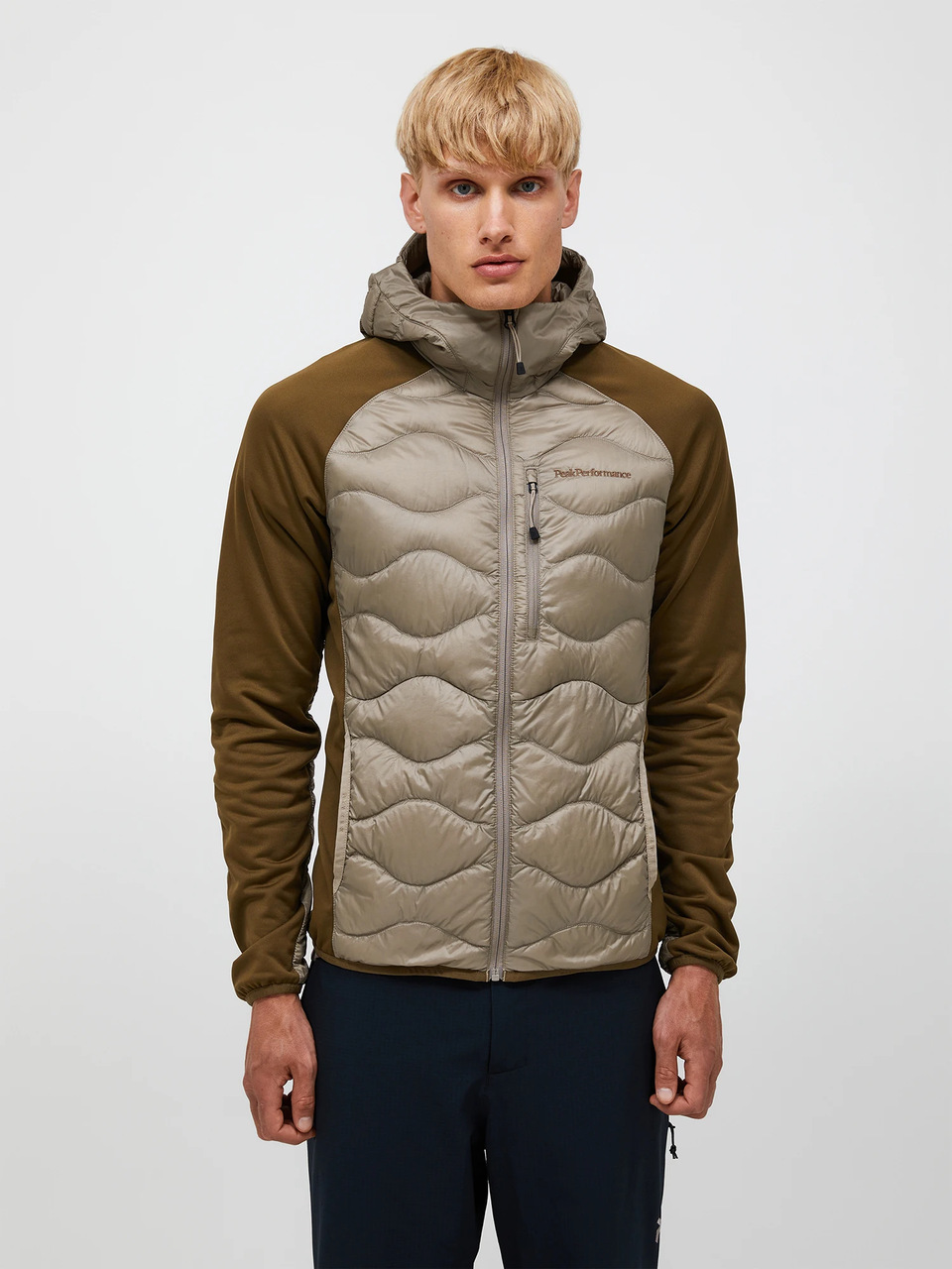 Kurtka Męska Peak Performance Helium Down Hybrid Hood Avid Beige Meadow