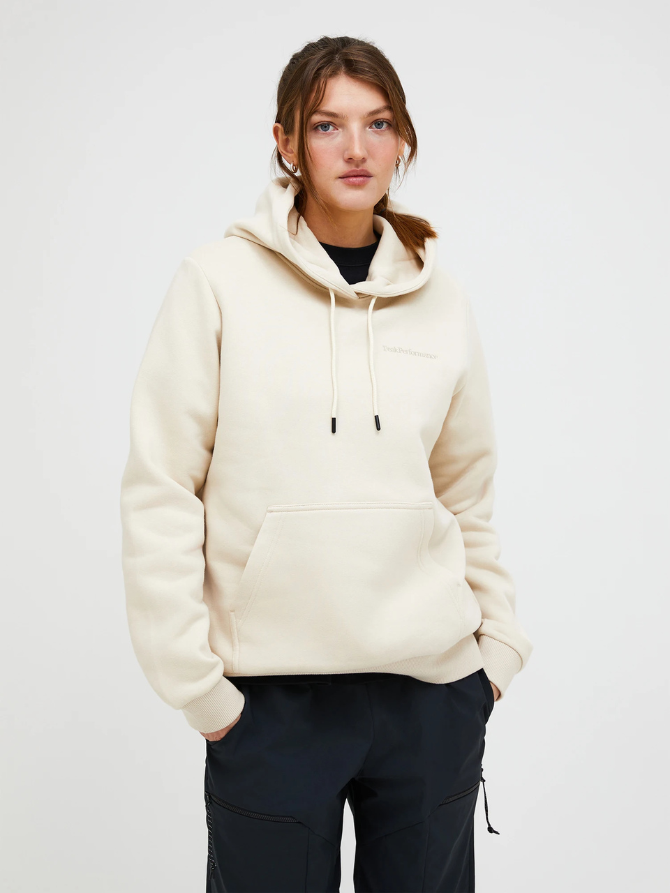 Bluza Damska Peak Performance Original Small Logo Hood Sand Fog