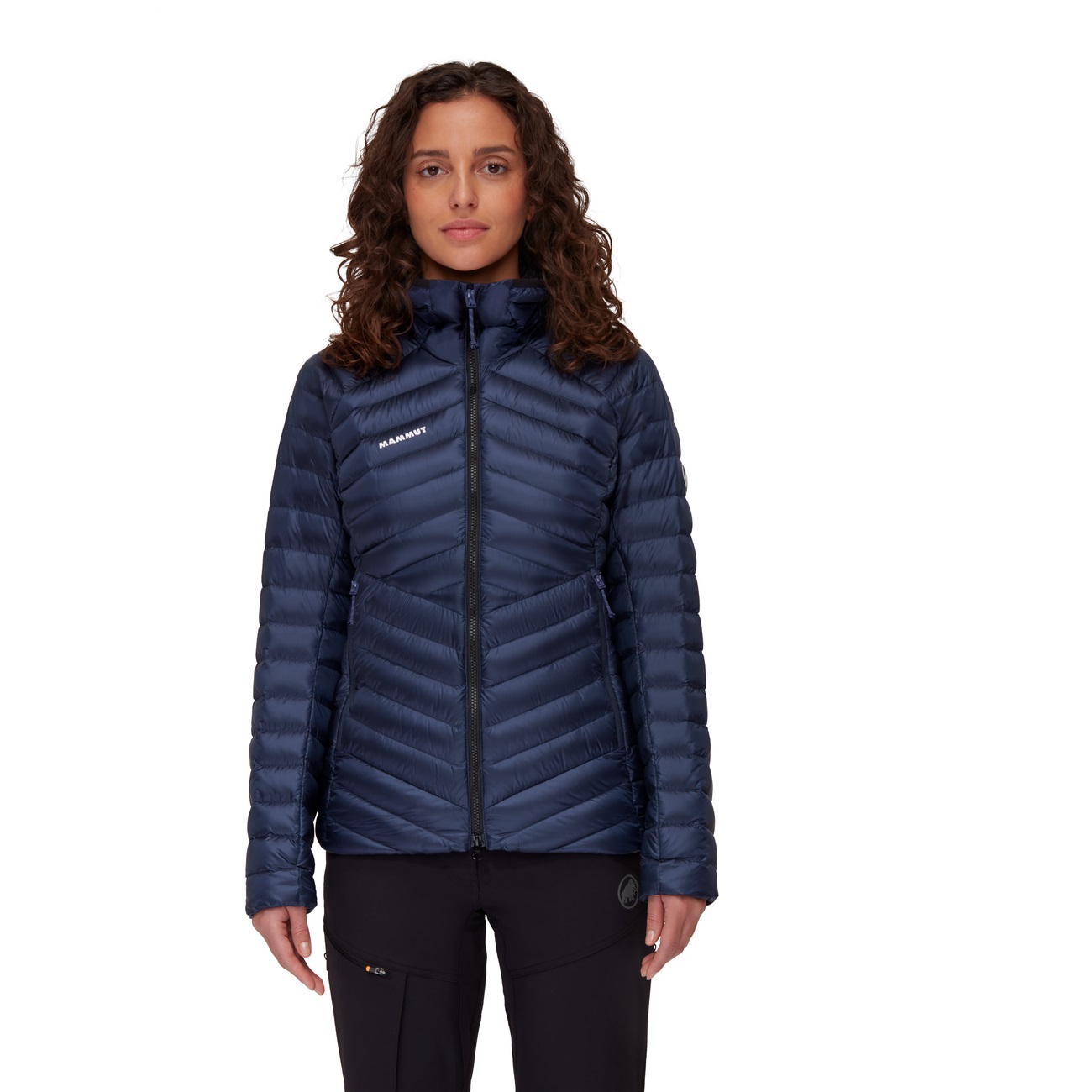 Kurtka puchowa Damska Mammut Broad Peak IN Hooded Marine Black