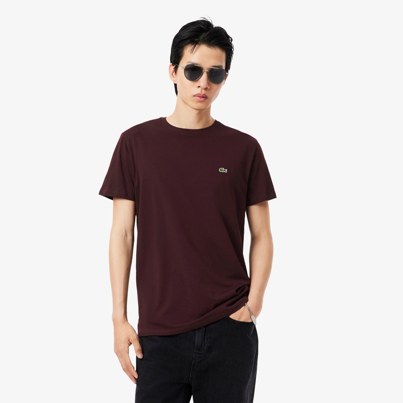 Bordowa Koszulka Męska Lacoste Pima Premium