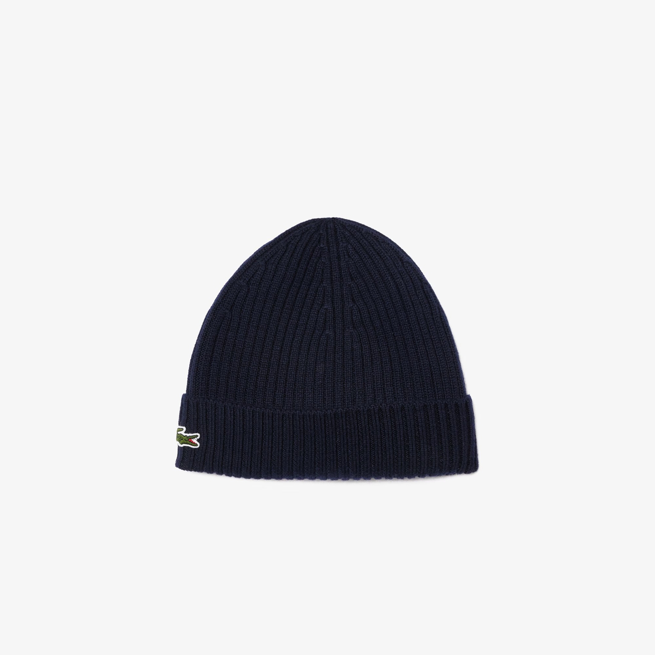 Granatowa Czapka Lacoste Rib Knit Wool Beanie