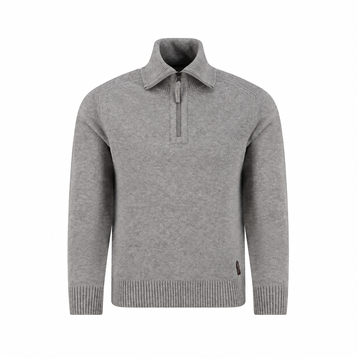 Wełniany Męski Sweter Parajumpers Caldonazzo Half Zip Grey Melange